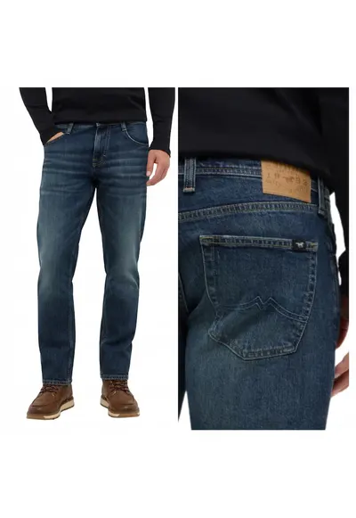 Blugi Barbati - Marimea 32/34 - Albastru - Denver Straight - Croiala Straight Fit - Model Drept Regular - Talie Medie - Fermoar