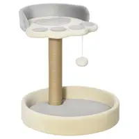 PawHut Copac de Zgâriat pentru Pisici, 5kg, cu Pătuțuri și Minge, Plus și Frânghie de Iută, 41x41x44 cm, Gri și Bej | Aosom Romania