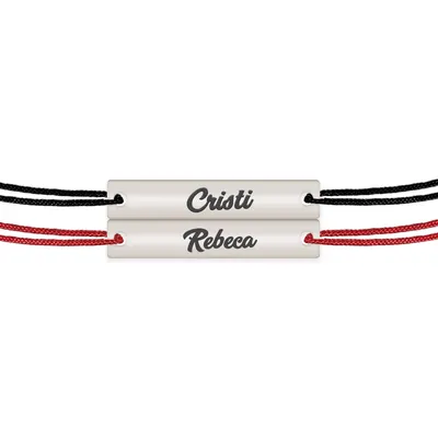 Chris - Set bratari snur personalizate din argint tablite cu nume
