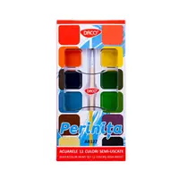 Acuarele pastila, 12culori semi-uscate Perinita, Daco