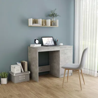 vidaXL Birou, gri beton, 100x50x76 cm, lemn prelucrat