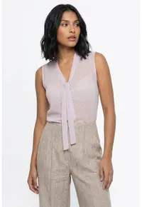 Bluza dama cu decolteu in V - fara maneci - croiala regular - lungime standard - legata - M1368 - Violet