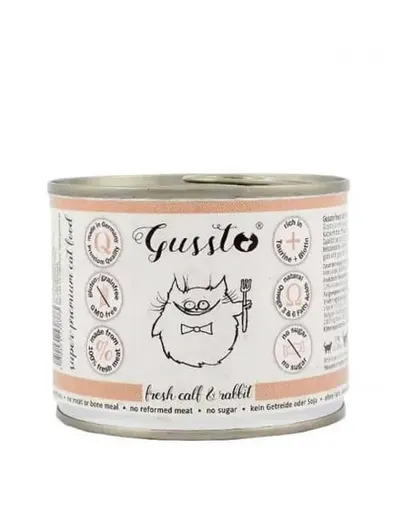 GUSSTO Cat Fresh Calf & Rabbit CARNE PROASPĂTĂ DE VIŢEL CU IEPURE 200 g