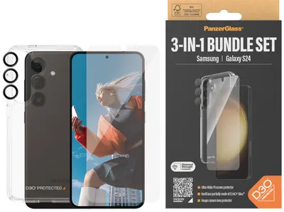 Carcasă și protecții PanzerGlass - 3 в 1 Bundle Set, Galaxy S24, transparent