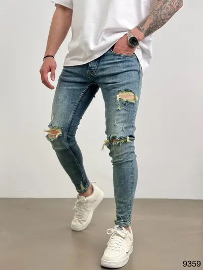 Blugi Skinny Fit Rupti Dirty-Blue Bgas1131(9359/k900) (mărime: 33)