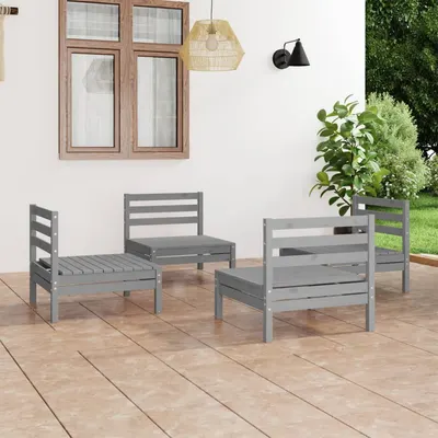Gossi set mobilier de gradina, 4 piese, gri, lemn masiv de pin