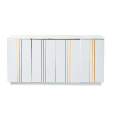 Bufet pentru living cu 4 uși, Alb | Aosom Romania