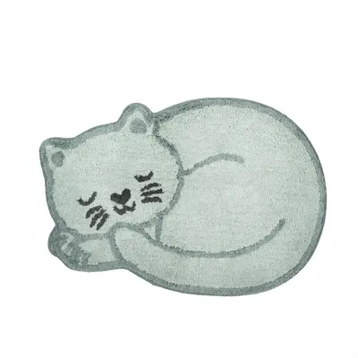 Covor pentru copii albastru deschis din bumbac 43x60 cm Sleeping Cat – Sass & Belle