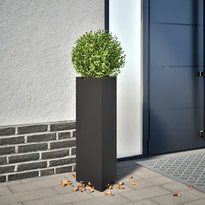 vidaXL Jardiniere grădină, 2 buc., negru, 30x26x75 cm, oțel, triunghi