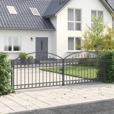 vidaXL Poartă de gard ASSEN 401 x 175,5 cm Oțel Gri Blocat