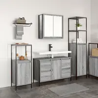 Gossi set mobilier baie 3 piese lemn prelucrat gri sonoma
