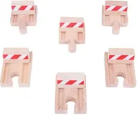 Set din lemn Bigjigs - Stop sine de tren, 6 bucati