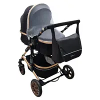 Carucior pentru copii Baby Care PRO 531 Negru 2 in 1 Cu geanta bebe, Cadru Aluminiu Gold , Amortizoare, Roti din cauciuc plin, Spatar reglabil 3 trepte, Plasa insecte