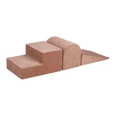 Teren de joacă din spumă bej 3 buc. din catifea înălțime 30 cm 45x143 cm Montessori – Meowbaby