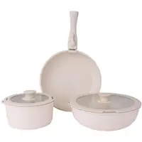 Vase din Ceramica, Capace din Sticla, Crem, 5 Bucati
