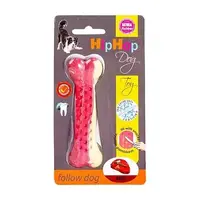 KidDog Jucarie Caini, HipHop, Os Antibacterian, Aroma Friptura Vita, Cauciuc, 11 cm