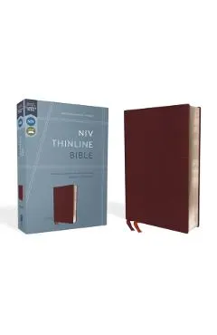 NIV, Thinline Bible, Bonded Leather, Burgundy, Red Letter Edition