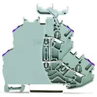 Double-deck terminal block; 4-conductor through terminal block; with end plate; L; with marker carrier; internal commoning; conductor entry with violet marking; for DIN-rail 35 x 15 and 35 x 7.5; 2.5 mm²; Push-in CAGE CLAMP®; 2,50 mm²; gray