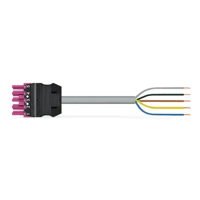pre-assembled connecting cable; Eca; Socket/open-ended; 5-pole; Cod. B; 3 m; 1,50 mm²; pink