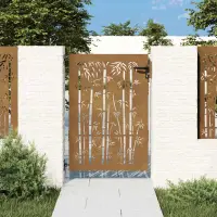 vidaXL Poartă de grădină 85x125 cm, oțel corten, design bambus