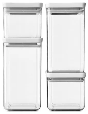 Set de 4 recipiente Brabantia - Tasty+, 2 х 0.7 l + 2 x 1.6 l, Light Grey