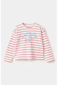 Bluza de bumbac cu dungi - Rosu/Albastru pastel/Alb murdar