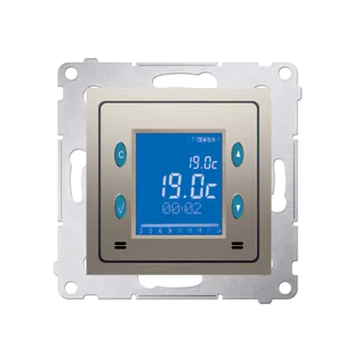 Termostat digital cu display, senzor interior de temperatura,gold mat metalic
