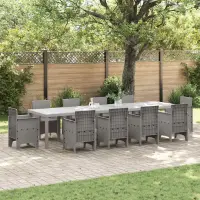 vidaXL Masă de Grădină Gri deschis 350 x 100 x 74 cm poliratan