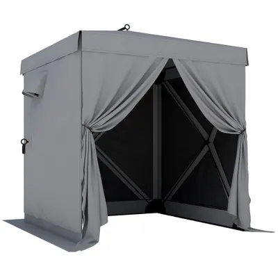 Outsunny Pavilion pop-up pliant 1,85x1,85 m, impermeabil, stabil, rezistent la iarnă, cu 4 panouri laterale din plasă, geantă, UV 30+ | Aosom Romania