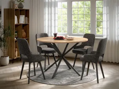 Set Masa Rotunda Spira + 4 Scaune Berna Gri Inchis