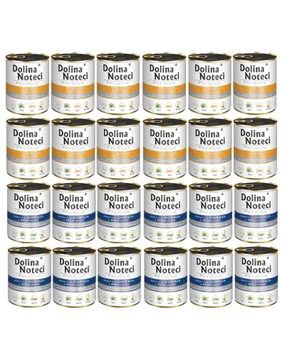 DOLINA NOTECI Premium Mix cod și broccoli și rață cu dovleac 24x800 g hrană umedă pentru câini