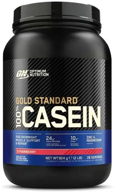 Gold Standard 100% Casein, căpșună, 907 g, Optimum Nutrition