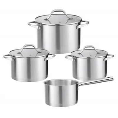 Vase din Inox, Capace din Sticla, 7 Bucati