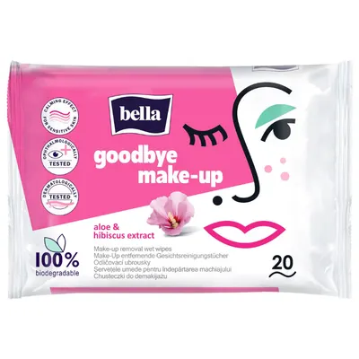 Servetele umede pentru indepartarea machiajului BELLA Aloe & Hibiscus, TZMO | 20 buc