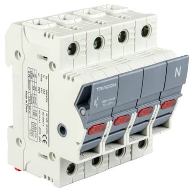 Separatoare modulare pentru sigurante fuzibile cilindrice 32A, 10x38mm, Un=400V/690V, AC22B, 3P+N right, LED