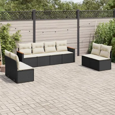 Gossi set mobilier de gradina cu perne, 8 piese, negru, poliratan