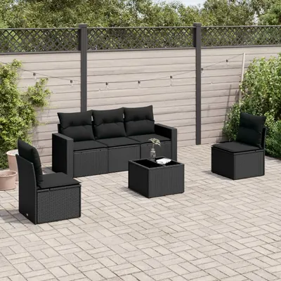 Gossi set mobilier de gradina cu perne, 6 piese, negru, poliratan
