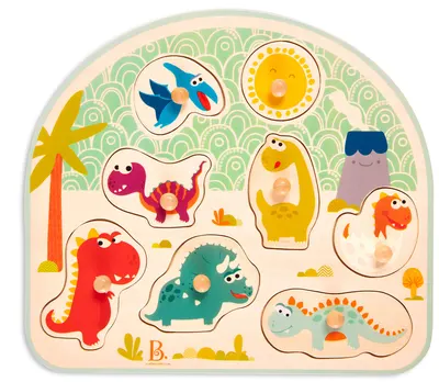 Puzzle din lemn Battat - Dinozauri, 8 piese