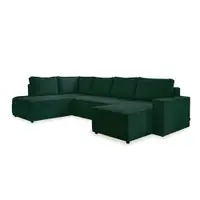 Colțar verde închis extensibil cu tapițerie din catifea reiată (cu colț pe partea stângă /în formă de "U") Brave Dave – Miuform