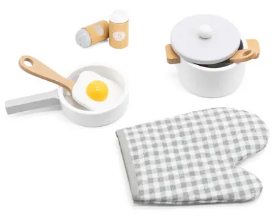 Set de gătit din lemn Viga Toys - Alb