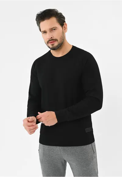 Bluza de trening din bumbac cu textura - B-Lion - negru - Negru