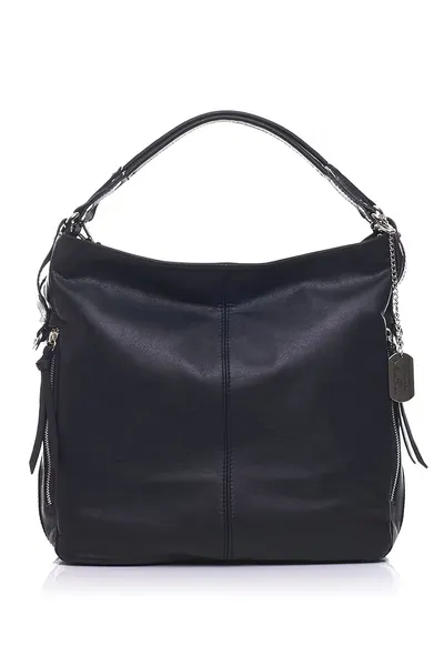 Geanta hobo de piele Ingrid - Negru