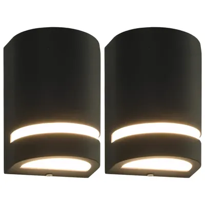 Gossi lampi de perete pentru exterior 2 buc. negru 35 w semirotund