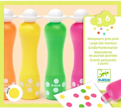 Markere de colorat cu puncte Djeco - Culori neon