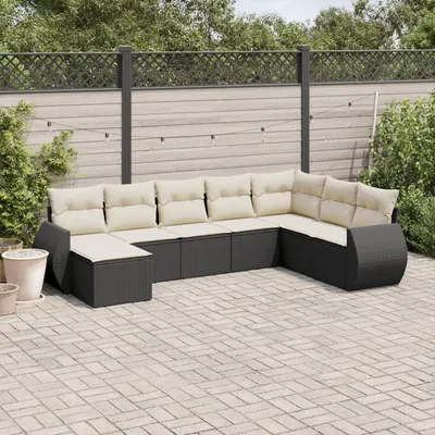 Gossi set mobilier de gradina cu perne, 8 piese, negru, poliratan