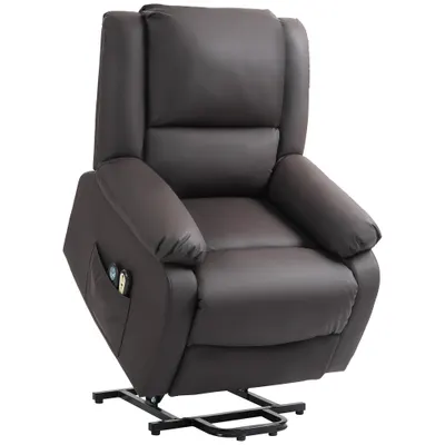 HOMCOM Scaun Reclinabil cu Masaj prin Vibrații și Căldură, Scaun cu Telecomandă și Buzunar Lateral, 89x93x105 cm, Maro Închis | Aosom Romania