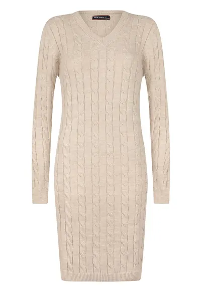 Rochie midi din amestec de lana - Bej deschis