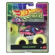 Hot Wheels Monster Truck Glow in the Dark Masinuta Piran-Ahhhh cu Roti Verzi Scara 1 la 64