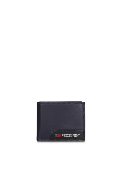 Portofel pliabil din piele - Negru/Bleumarin