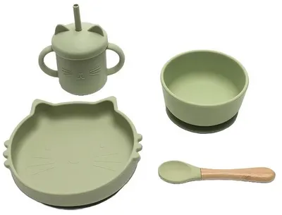 Set de hrănire din silicon Lorelli - 4 piese , Fresh Green